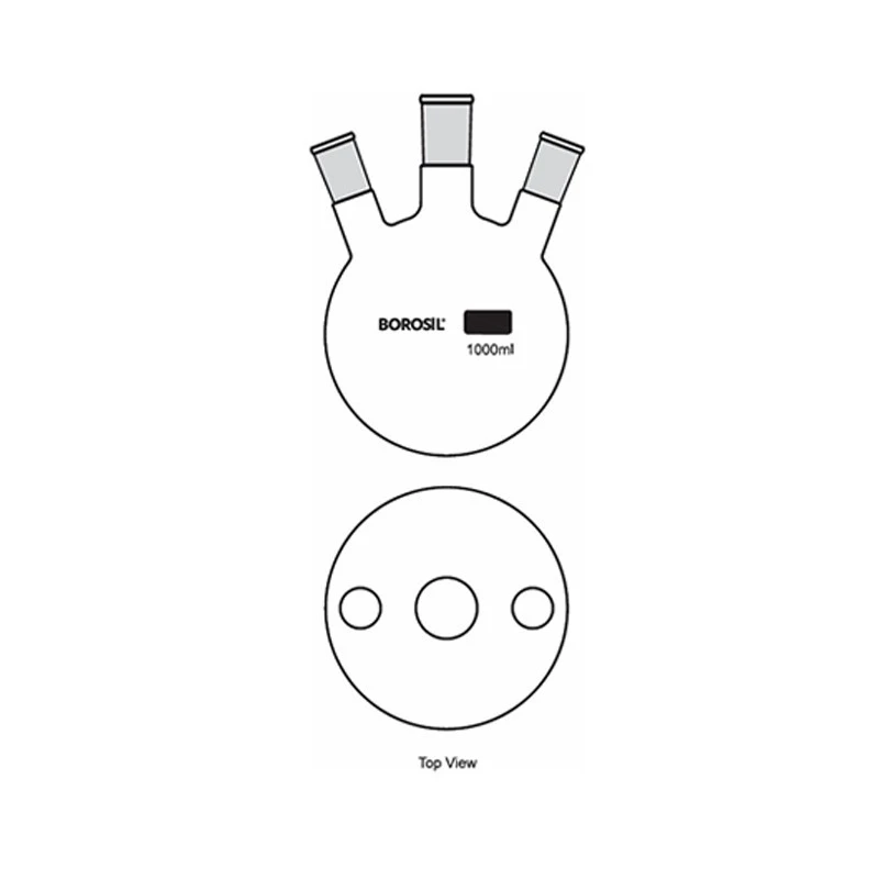  Borosil 1000ml 3-Neck Round Bottom Flask Angular 4383A29 image-3