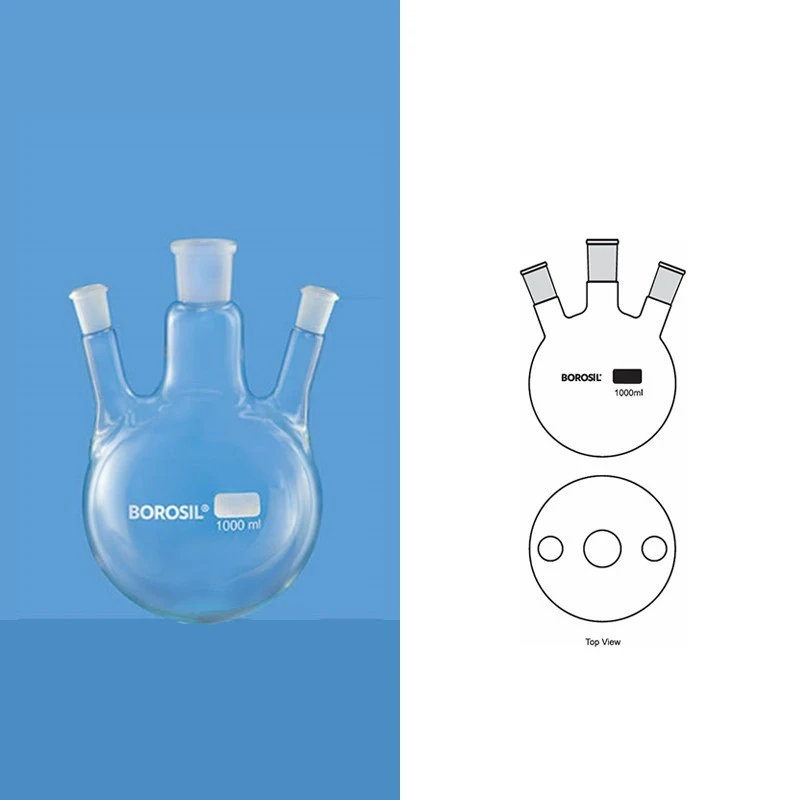 Borosil 3000ml 3-Neck Round Bottom Flask Angular 4383B31 image-1