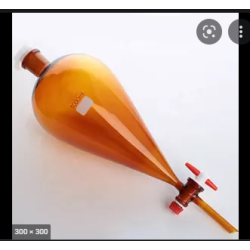 amber-colour-separating-funnels-with-ptfe-key-stopcock-interchangeable-stopper-conical-pear-shape-plain-stem-8745