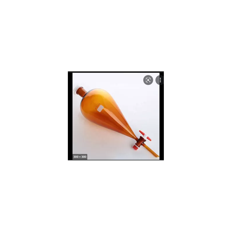 amber-colour-separating-funnels-with-ptfe-key-stopcock-interchangeable-stopper-conical-pear-shape-plain-stem-8745