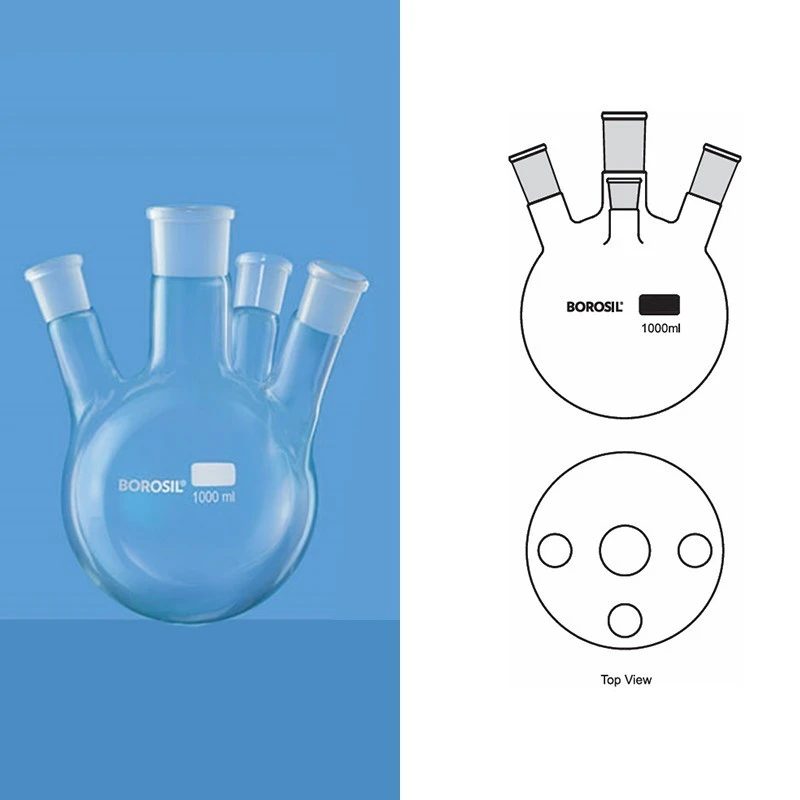 Borosil 20000ml 4-Neck Round Bottom Flask Angular 4385A40 image-1