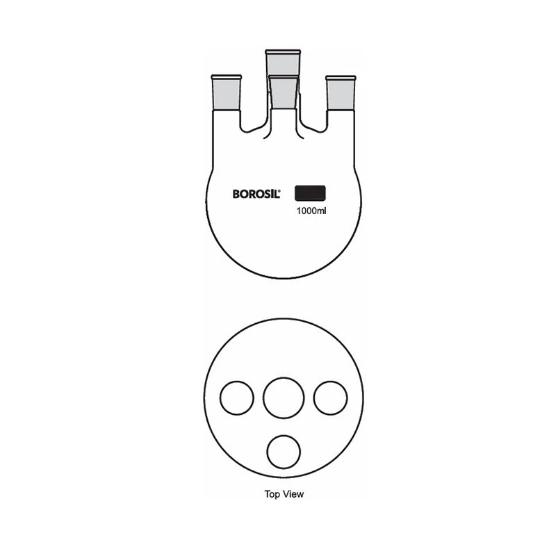  Borosil 2000ml 4-Neck Round Bottom Flask Parallel 4386C30 image-3