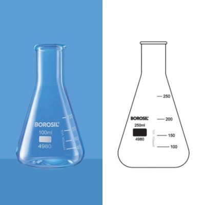Borosil 125ml Erlenmeyer Flask Narrow Mouth Rim 4980017 image-1