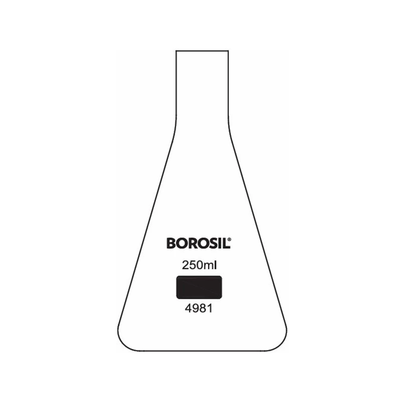  Borosil 250ml Erlenmeyer Flask Long Neck No Rim 4981021 image-3