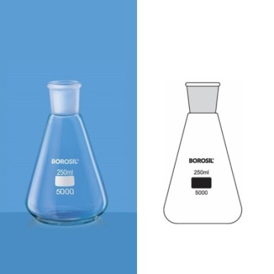 Borosil 250ml Erlenmeyer Flask Narrow Mouth I/C Joint 5000021 image-1