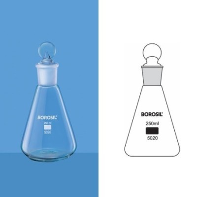 Borosil 50ml Erlenmeyer Flask I/C Joint Stopper 5020012 image-1