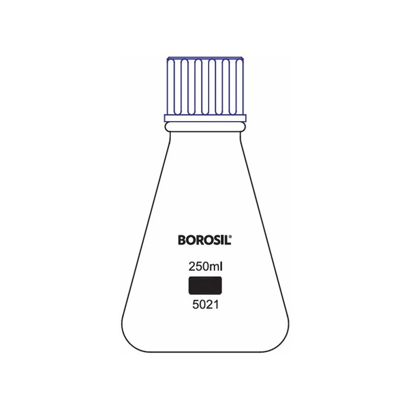  Borosil 100ml Erlenmeyer Flask Narrow Mouth Screw Cap 5021016 image-3