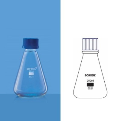 Borosil 150ml Erlenmeyer Flask Narrow Mouth Screw Cap 5021018 image-1