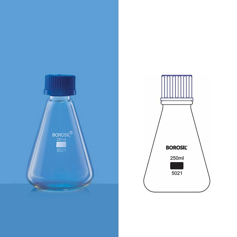 Borosil 500ml Erlenmeyer Flask Narrow Mouth Screw Cap 5021024 image-1