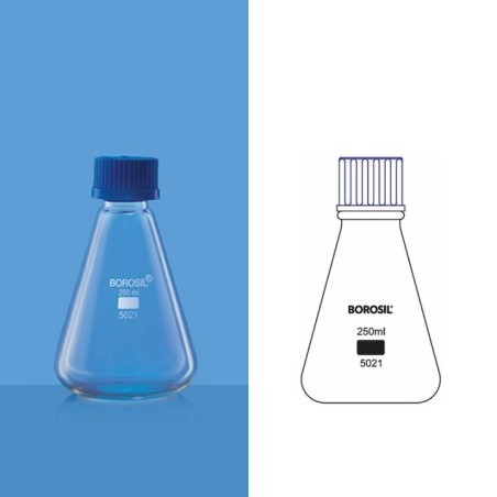 Borosil 500ml Erlenmeyer Flask Narrow Mouth Screw Cap 5021024 image-1