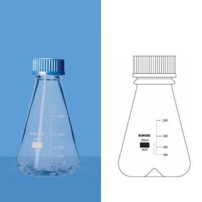 Borosil 500ml Baffled Erlenmeyer Flask Screw Cap 5025024 image-1