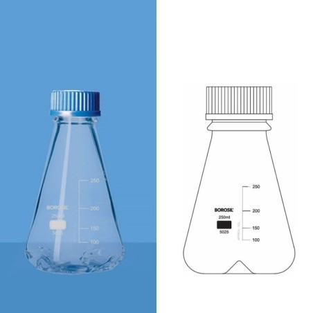 Borosil 1000ml Baffled Erlenmeyer Flask Screw Cap 5025029 image-1