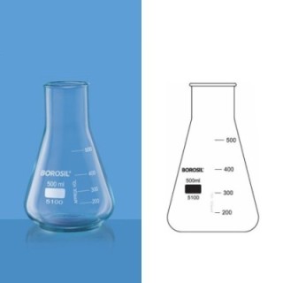 Borosil 250ml Wide Mouth Erlenmeyer Flask 5100021 image-1