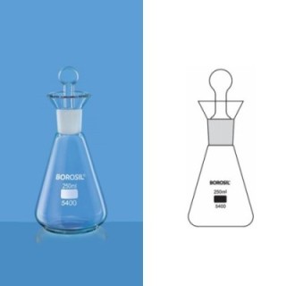 Borosil 100ml Iodine Flask I/C Glass Stopper 5400016 image-1
