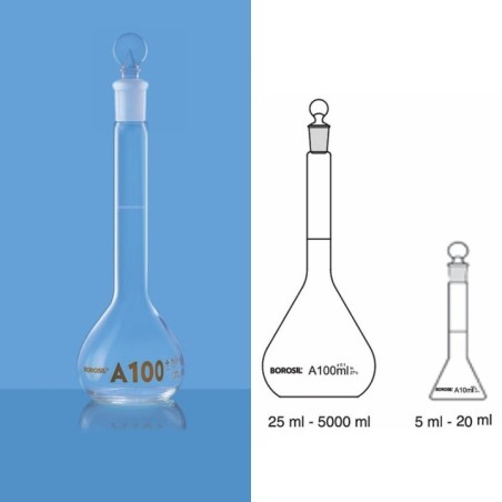 Borosil 50ml Volumetric Flask Class A Narrow Mouth 5640012 image-1