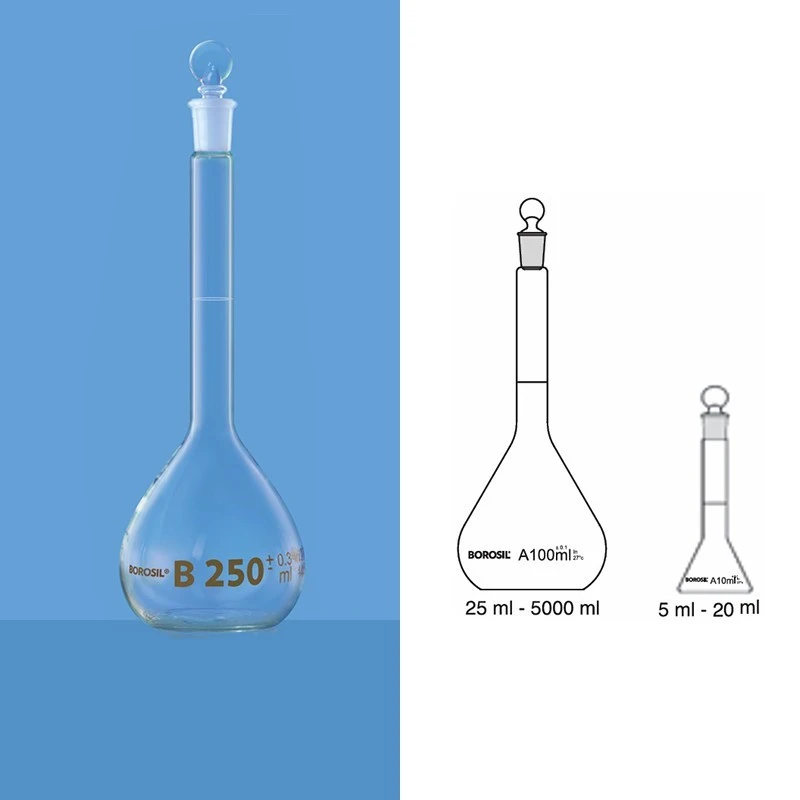 Borosil 10ml Volumetric Flask Class B Narrow Mouth 5641006 image-1