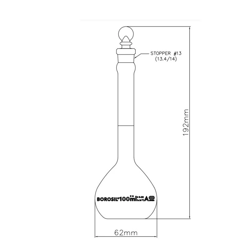  Borosil 2000ml Volumetric Flask Class A ASTM Bulgy Neck 5645030 image-3