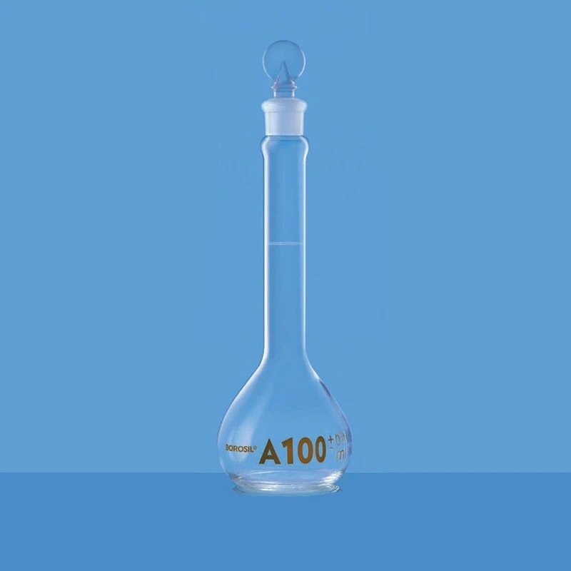  Borosil 10ml Volumetric Flask ASTM Wide Mouth Bulgy Neck 5647006 image-2