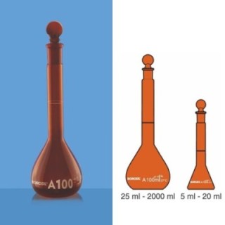 Borosil 10ml Volumetric Flask Class A Amber 5648006 image-1