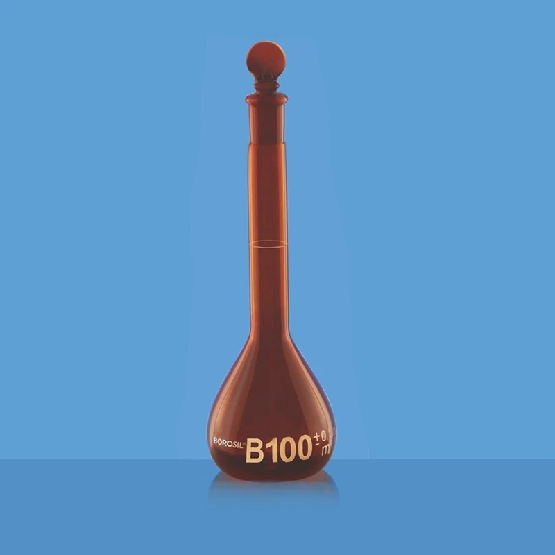 Borosil 20ml Volumetric Flask Class B Narrow Mouth Amber 5649008 image-2