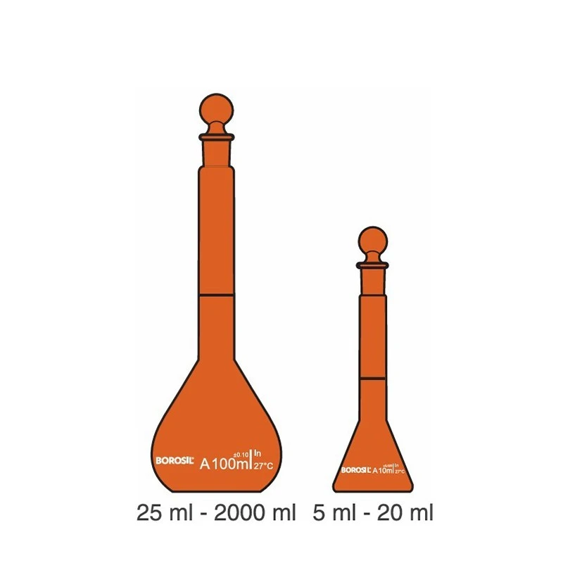  Borosil 500ml Volumetric Flask B Narrow Amber 5649024 image-3