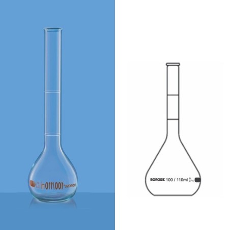 Borosil 100ml Volumetric Flask Sugar Clear 5650016 image-1