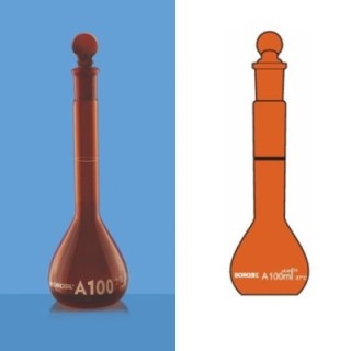 Borosil 25ml Volumetric Flask A Wide Amber 5653009 image-1