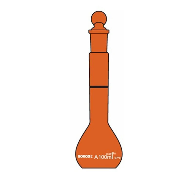  Borosil 100ml Volumetric Flask A Wide Amber 5653016 image-3