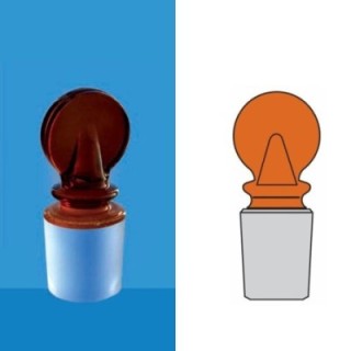 Borosil 19/26 Glass Stopper ISO/DIN Penny Head Amber 8400A19 image-1