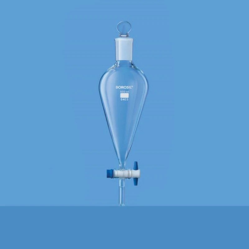  Borosil 250ml Pear Shape Separating Funnel PTFE Stopcock 6403021 image-2