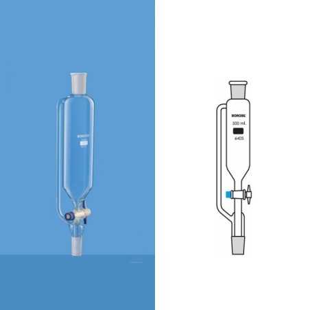 Borosil 250ml Pressure Equilising Cylindrical Funnel PTFE 6405021 image-1