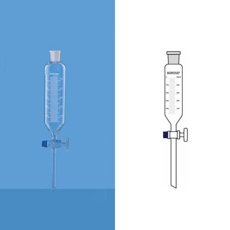 Borosil 50ml Dropping Funnel Graduated Glass Stopcock 6408012 image-1