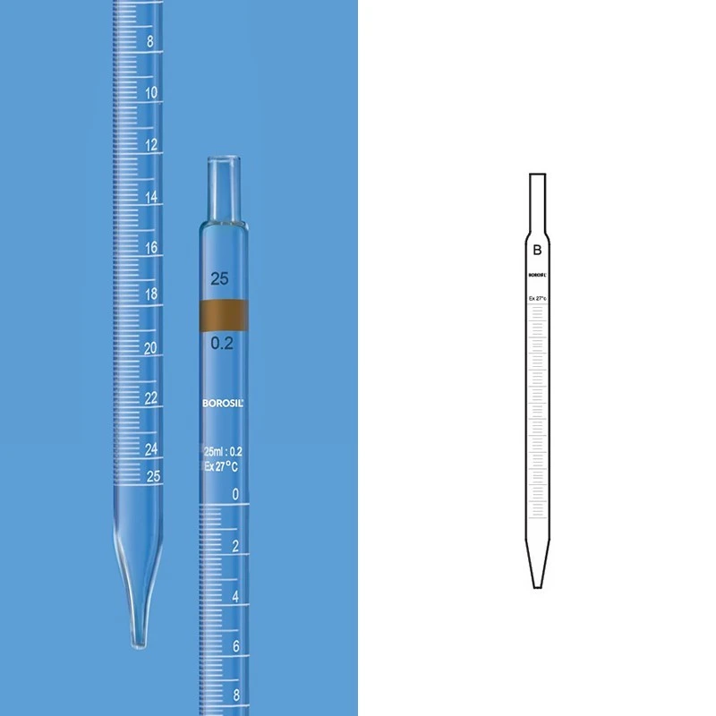 Borosil 2ml Mohr Pipettes Class B White Marking 7062P02 image-1