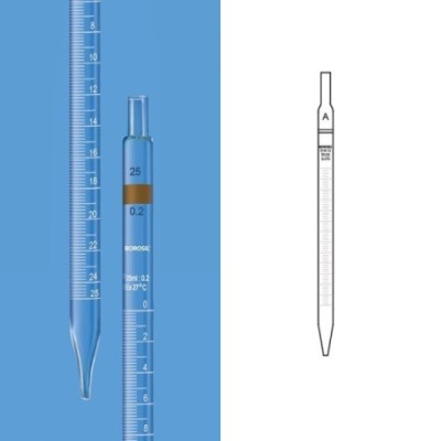 Borosil 2ml Serological Pipettes Class A Calibration 7079P02 image-1