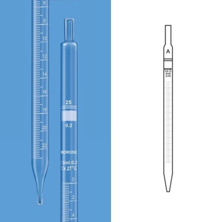 Borosil 1ml Serological Pipettes Class B White Marking 7082P11 image-1