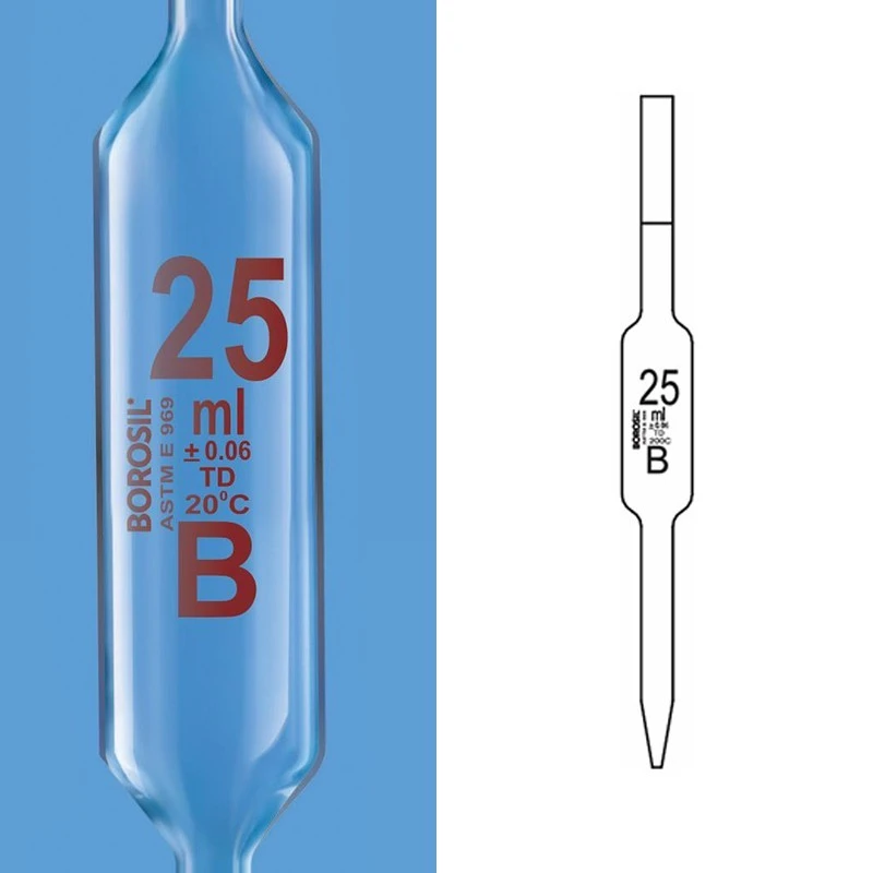 Borosil 8ml Volumetric Pipettes Class B ASTM Calibration 7103708 image-1