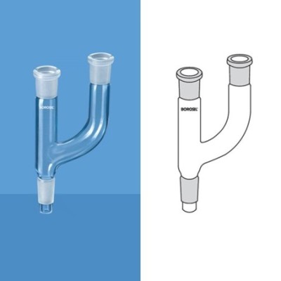 Borosil 14 / 23 Multiple Adapter With Two Parallel Necks 8831614 image-1