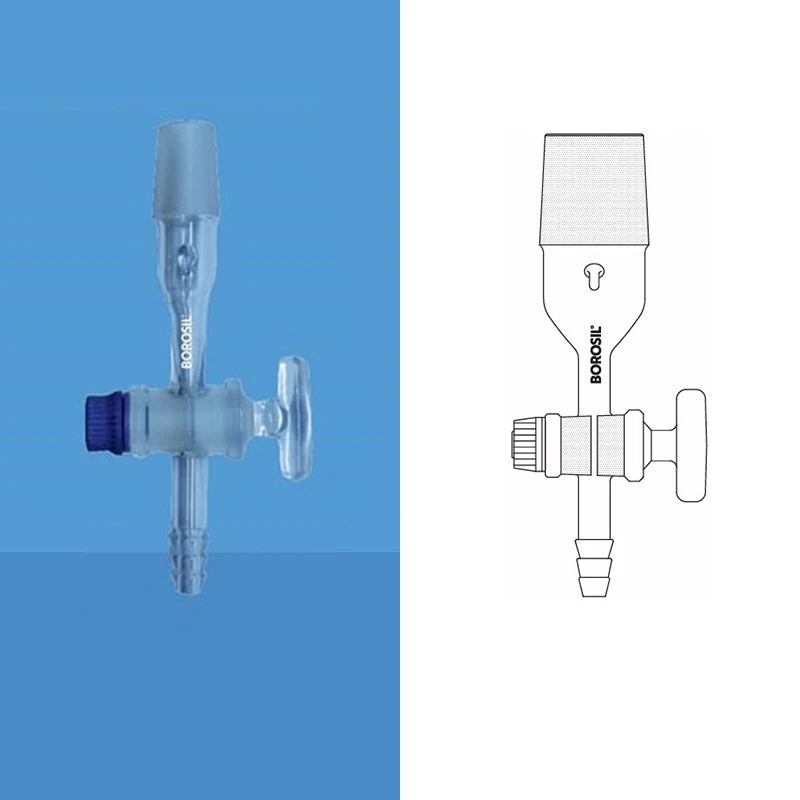 Borosil 14 / 23 Adapter Straight Cone With Stopcock 8854014 image-1