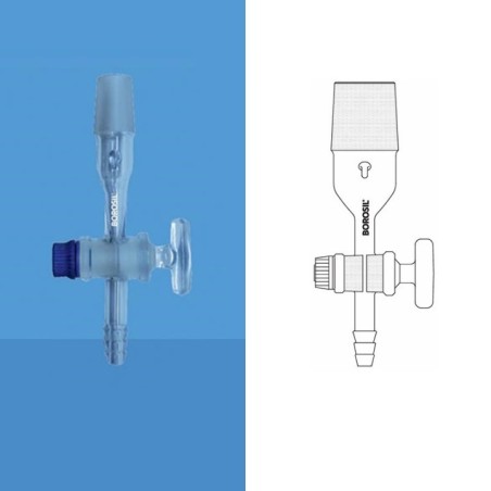 Borosil 34 / 35 Adapter Straight Cone With Stopcock 8854034 image-1