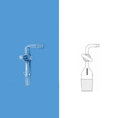 Borosil 34 / 35 Adapter Bent Cone With Stopcock 8856034 image-1