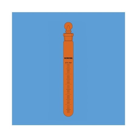 Borosil 10ml Graduated Test Tubes I/C Glass Stopper Amber 9831006 image-1