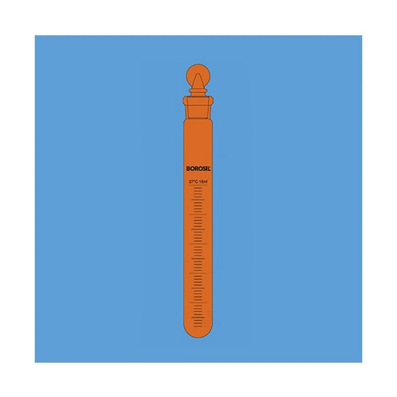 Borosil 30ml Graduated Test Tubes I/C Glass Stopper Amber 9831010 image-1