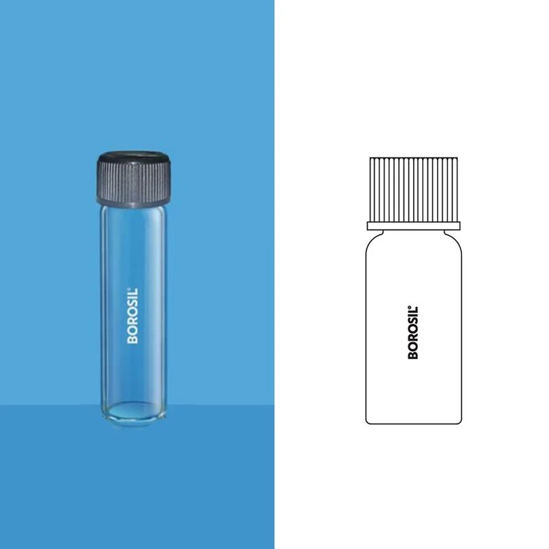 Borosil 10 ml Flat Bottom Culture Tubes Clear With PP Cap 9910006 image-1