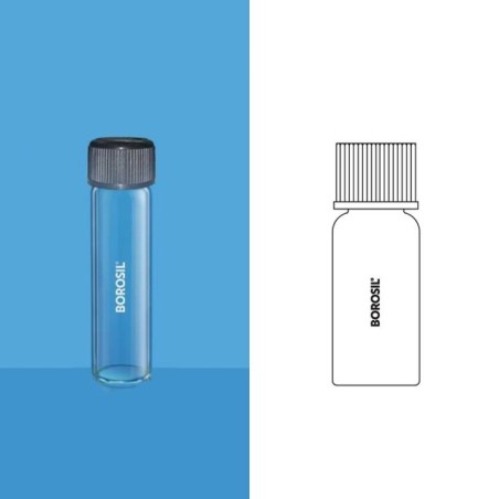 Borosil 50 ml Flat Bottom Culture Tubes Clear With PP Cap 9910012 image-1