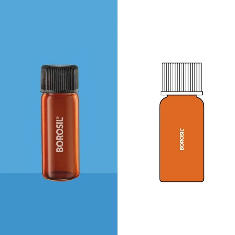 Borosil 10 ml Flat Bottom Culture Tubes Amber With PP Cap 9911006 image-1