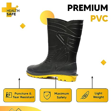 health-safe-gum-boot-for-men-28-5cm-height-flexible-pvc-puncture-tear-resistant-industrial-labour-worker-purpose-super-safety-unisex-gumboot-with-socks-lining-size-10-black-yellow