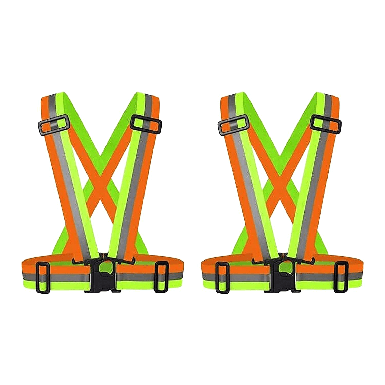 ReflectoSafe Polyester High Visibility Protective Safety Reflective Vest  Belt Jacket, Night Cycling Reflector Strips Cross Belt Stripes Adjustable  Vest (Green) : : Industrial & Scientific